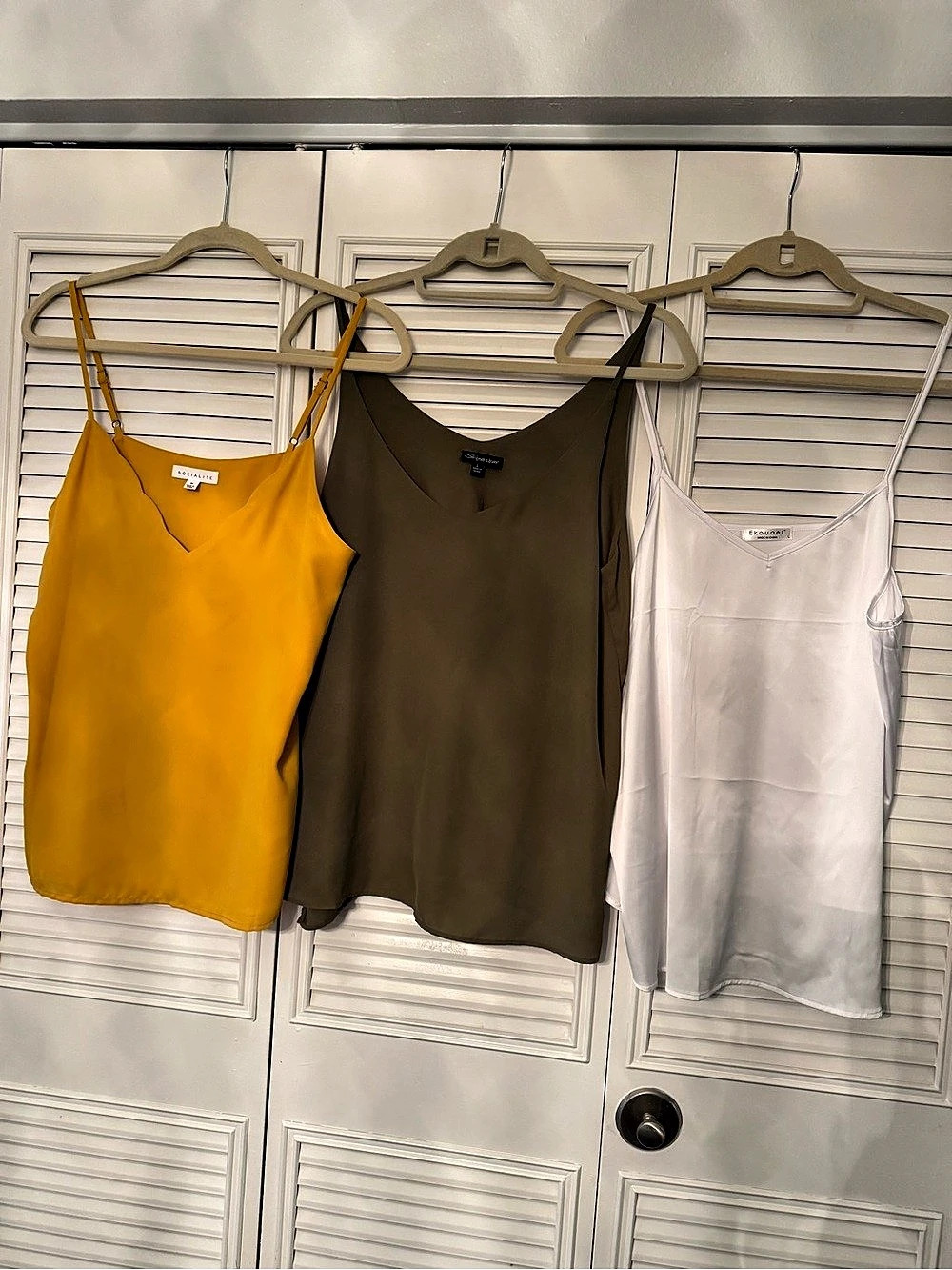 Lot of 3 Camisole Tops Set in Yellow, Brown, White